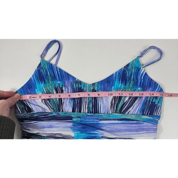 Ann Taylor size 2 Sleeveless Dress Sun Tie Dye Maxi Vacation Long Blue stretch - Picture 6 of 7